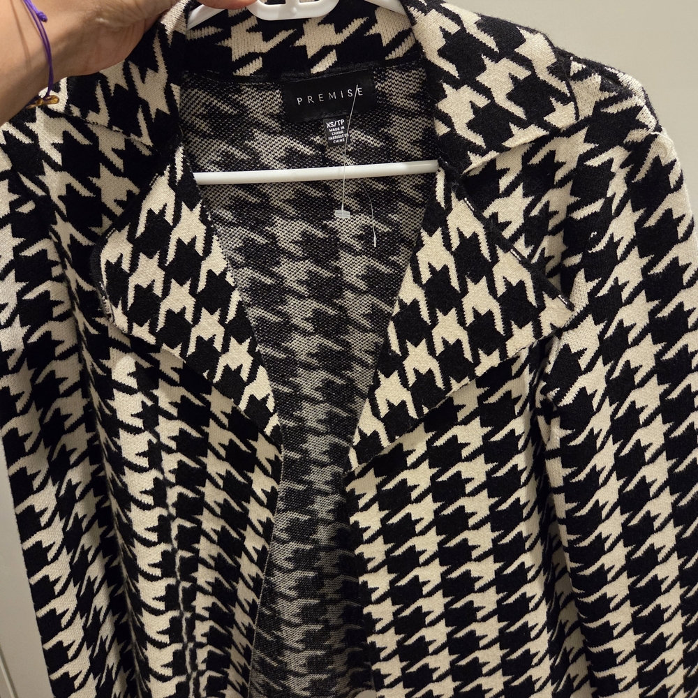Premise Houndstooth Blazer in Black and White, XS, New!